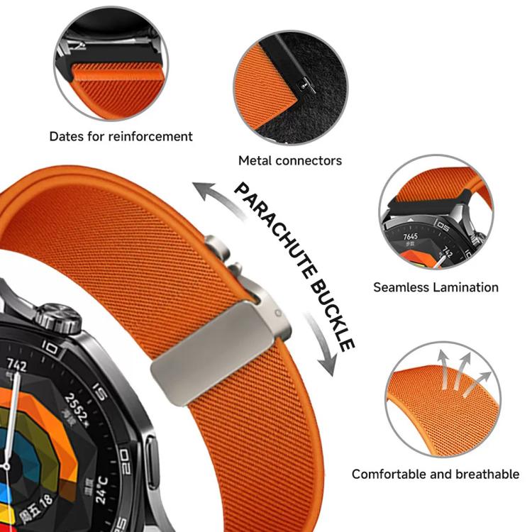 22mm Parachute Buckle Elastic Nylon Watch Band(Orange) - 22mm Bands by PMc TechLife | Online Shopping South Africa | PMc TechLife | Buy Now Pay Later Mobicred