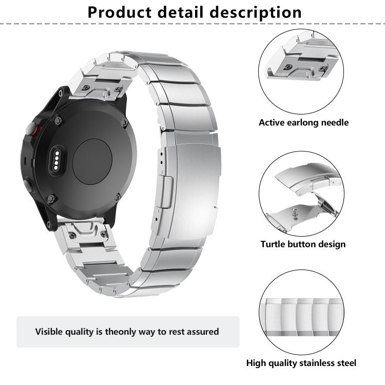 For Garmin QuickFit 20mm Kalebol Turtle Back Buckle Stainless Steel Watch Band(Black) - Watch Bands by Kalebol | Online Shopping South Africa | PMc TechLife | Buy Now Pay Later Mobicred