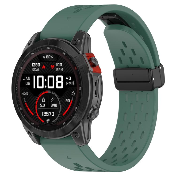 For Garmin QuickFit 20mm Kalebol Magnetic Buckle Silicone Watch Band(Dark Green) - free shipping - PMc TechLife - Order now!