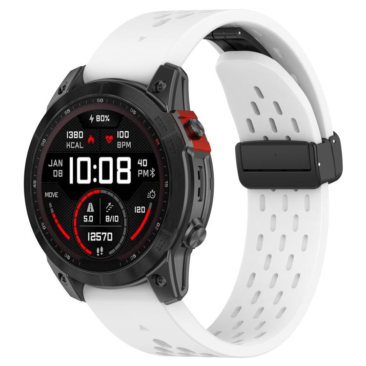 For Garmin QuickFit 22mm Kalebol Magnetic Buckle Silicone Watch Band(White) - free shipping - PMc TechLife - Order now!