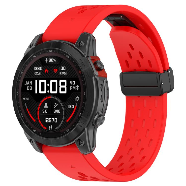 For Garmin QuickFit 22mm Kalebol Magnetic Buckle Silicone Watch Band(Red) - free shipping - PMc TechLife - Order now!