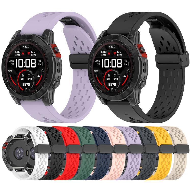 For Garmin QuickFit 22mm Kalebol Magnetic Buckle Silicone Watch Band(Red) - free shipping - PMc TechLife - Order now!