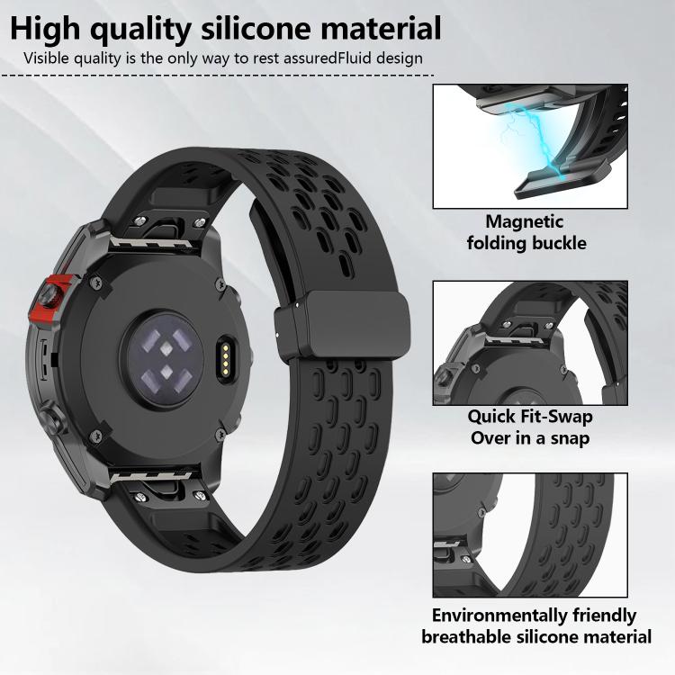For Garmin QuickFit 26mm Kalebol Magnetic Buckle Silicone Watch Band(Black) - free shipping - PMc TechLife - Order now!