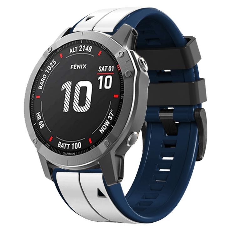 For Garmin QuickFit 22mm Kalebol Two-color Pin Silicone Watch Band(White Blue) - Watch Bands by Kalebol | Online Shopping South Africa | PMc TechLife | Buy Now Pay Later Mobicred