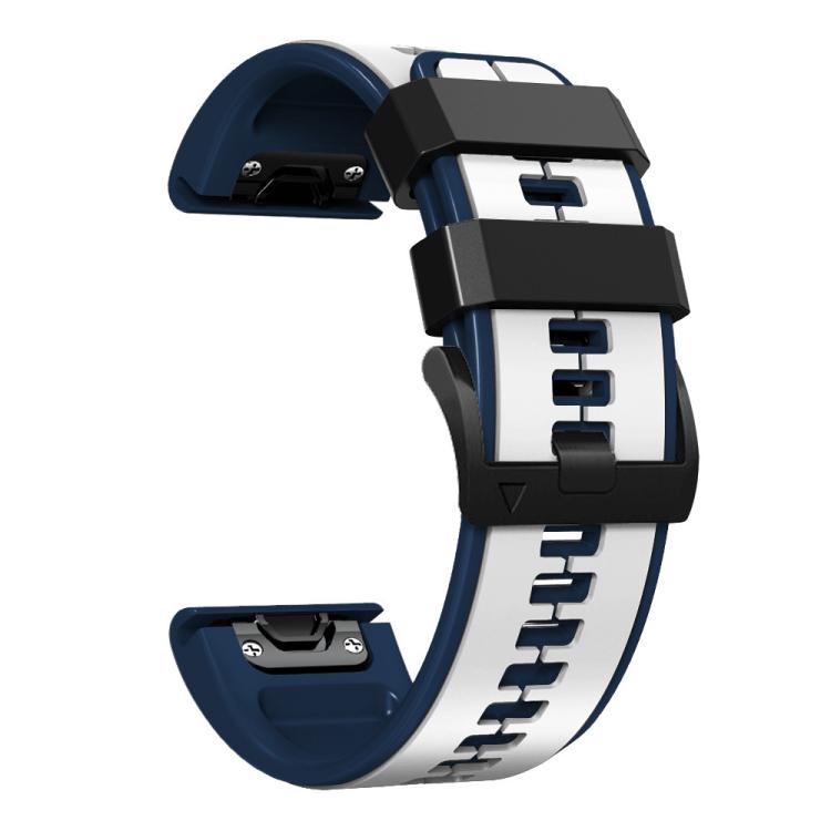For Garmin QuickFit 22mm Kalebol Two-color Pin Silicone Watch Band(White Blue) - Watch Bands by Kalebol | Online Shopping South Africa | PMc TechLife | Buy Now Pay Later Mobicred