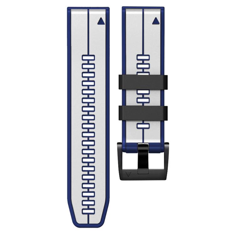 For Garmin QuickFit 22mm Kalebol Two-color Pin Silicone Watch Band(White Blue) - Watch Bands by Kalebol | Online Shopping South Africa | PMc TechLife | Buy Now Pay Later Mobicred