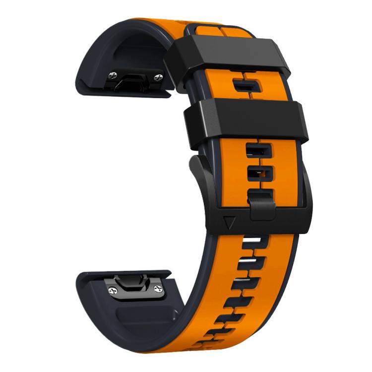 For Garmin QuickFit 22mm Kalebol Two-color Pin Silicone Watch Band(Orange Black) - free shipping - PMc TechLife - Order now!