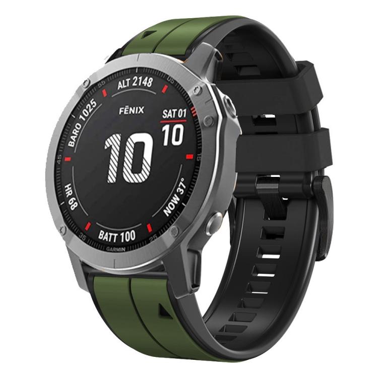 For Garmin QuickFit 22mm Kalebol Two-color Pin Silicone Watch Band(Army Green Black) - free shipping - PMc TechLife - Order now!