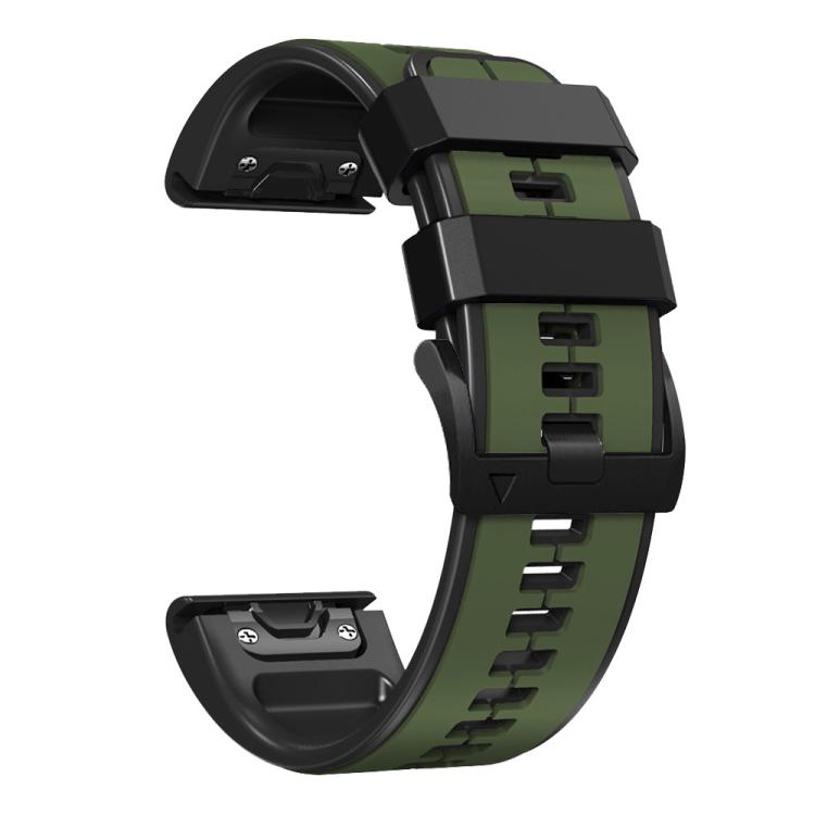 For Garmin QuickFit 22mm Kalebol Two-color Pin Silicone Watch Band(Army Green Black) - free shipping - PMc TechLife - Order now!