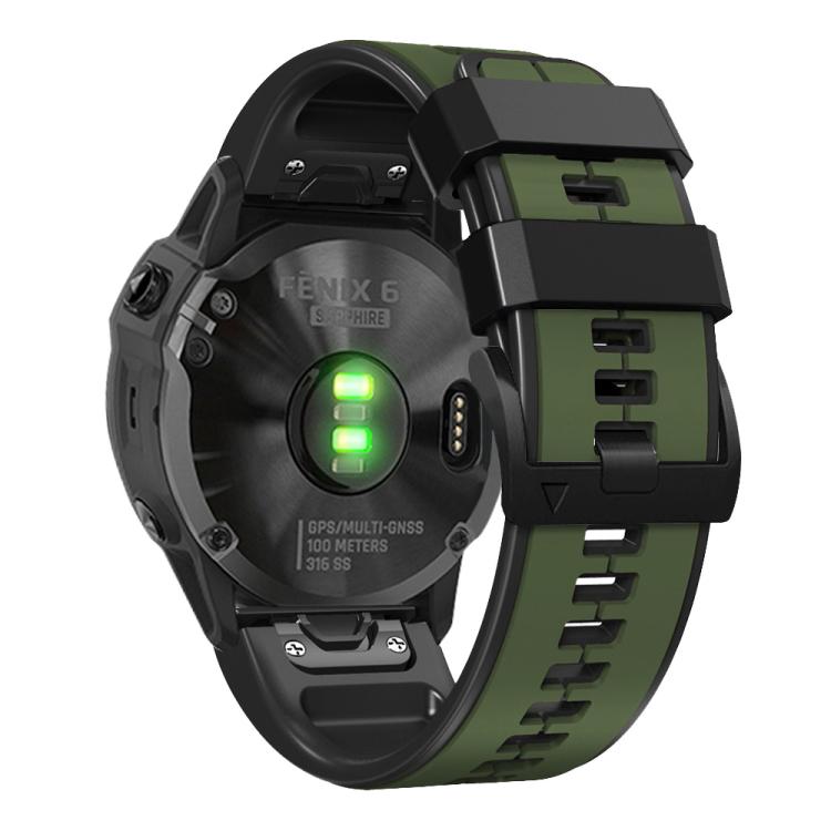 For Garmin QuickFit 22mm Kalebol Two-color Pin Silicone Watch Band(Army Green Black) - free shipping - PMc TechLife - Order now!