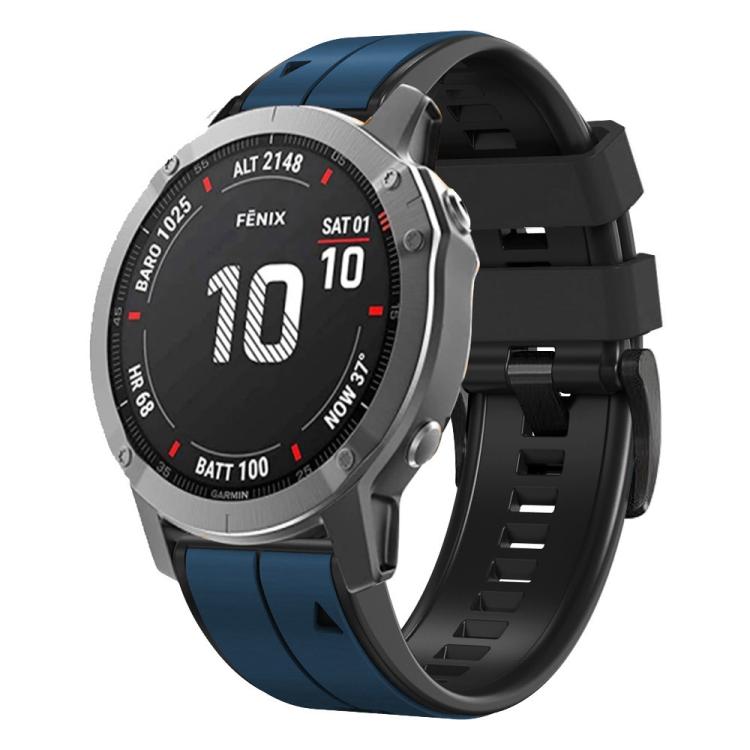 For Garmin QuickFit 22mm Kalebol Two-color Pin Silicone Watch Band(Dark Blue Black) - free shipping - PMc TechLife - Order now!