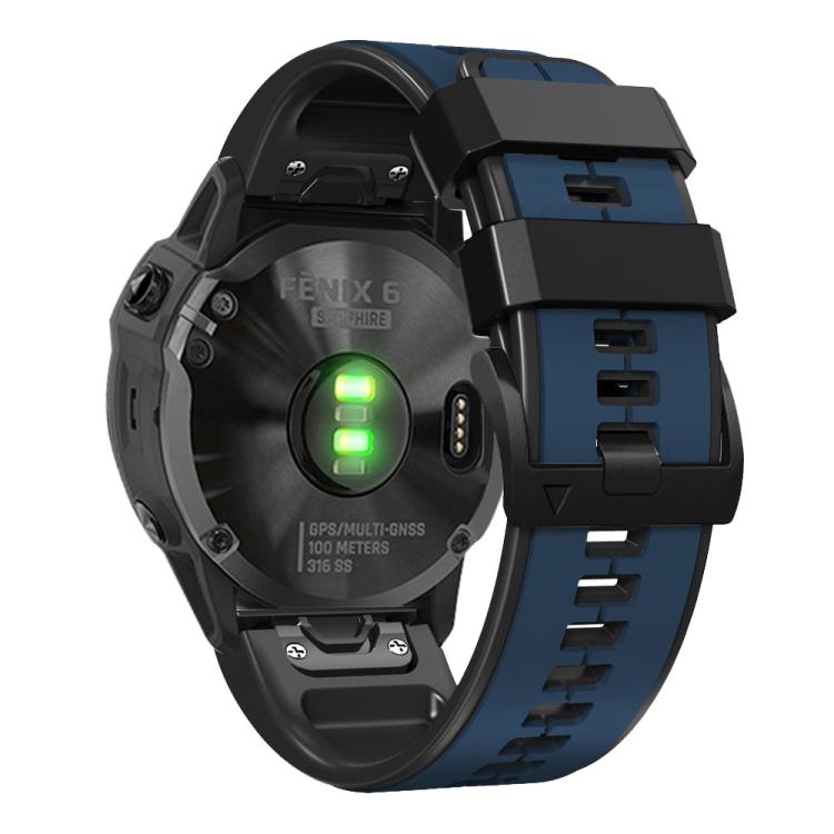 For Garmin QuickFit 22mm Kalebol Two-color Pin Silicone Watch Band(Dark Blue Black) - free shipping - PMc TechLife - Order now!