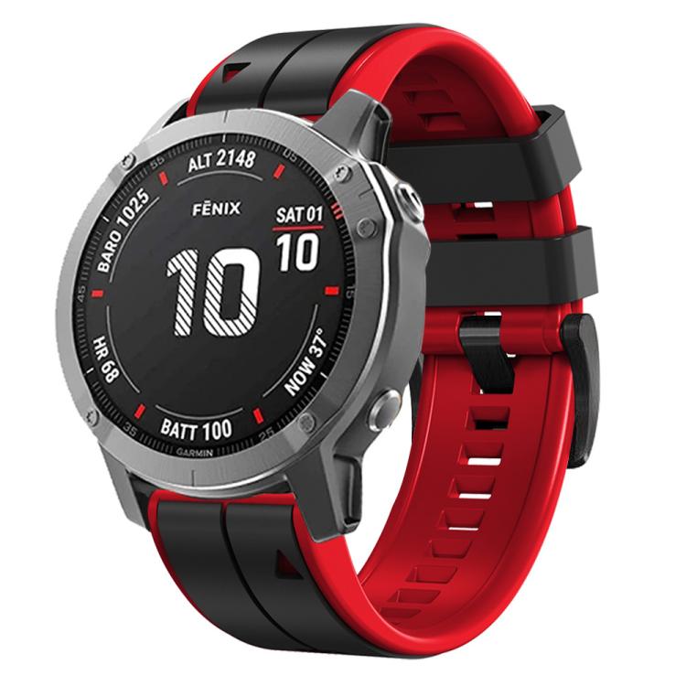 For Garmin QuickFit 22mm Kalebol Two-color Pin Silicone Watch Band(Black Red) - free shipping - PMc TechLife - Order now!