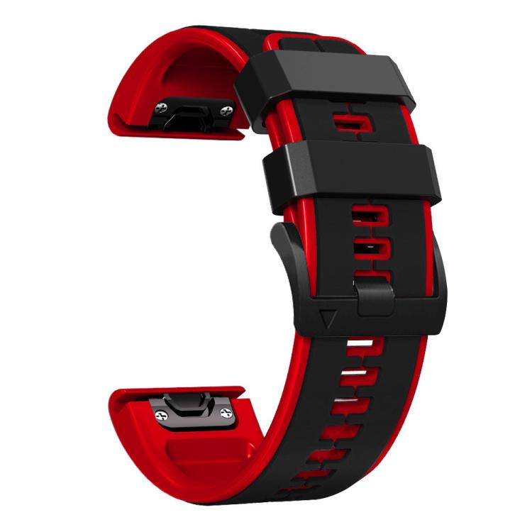 For Garmin QuickFit 22mm Kalebol Two-color Pin Silicone Watch Band(Black Red) - free shipping - PMc TechLife - Order now!