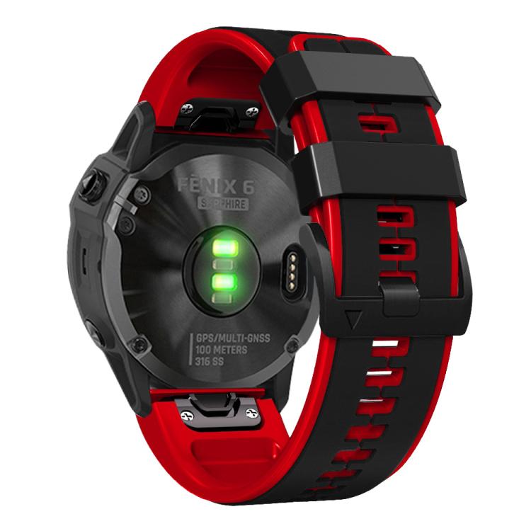 For Garmin QuickFit 22mm Kalebol Two-color Pin Silicone Watch Band(Black Red) - free shipping - PMc TechLife - Order now!
