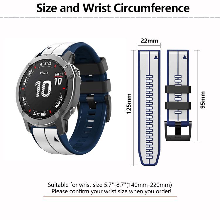 For Garmin QuickFit 22mm Kalebol Two-color Pin Silicone Watch Band(Grey Black) - free shipping - PMc TechLife - Order now!