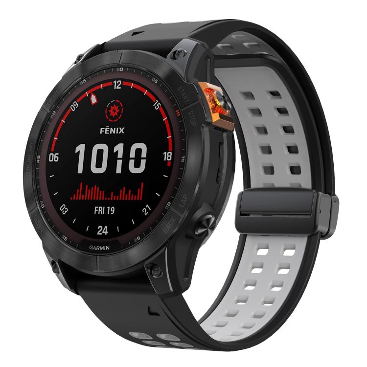 For Garmin QuickFit 26mm Kalebol Two-color Magnetic Silicone Watch Band(Black Grey) - free shipping - PMc TechLife - Order now!