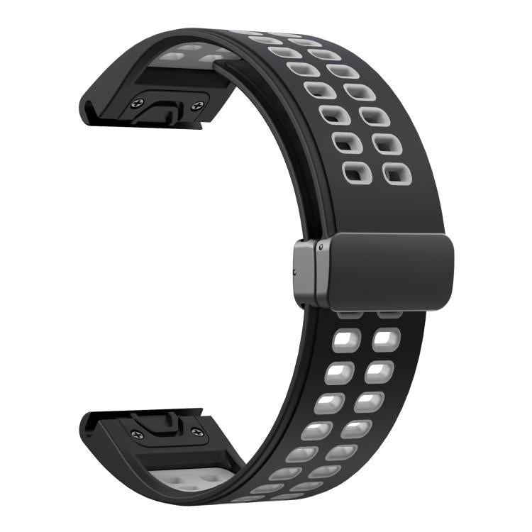 For Garmin QuickFit 26mm Kalebol Two-color Magnetic Silicone Watch Band(Black Grey) - free shipping - PMc TechLife - Order now!