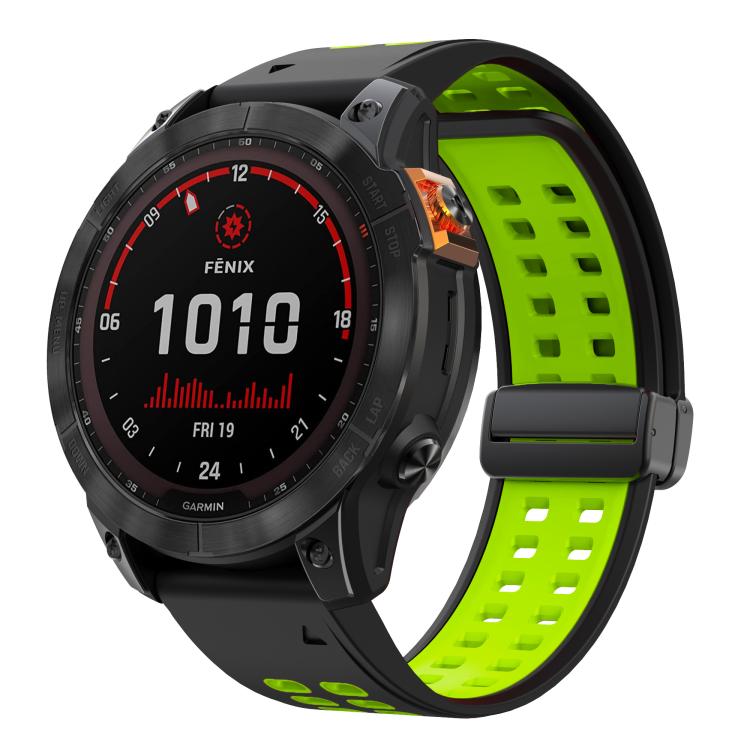 For Garmin QuickFit 26mm Kalebol Two-color Magnetic Silicone Watch Band(Black Green) - free shipping - PMc TechLife - Order now!