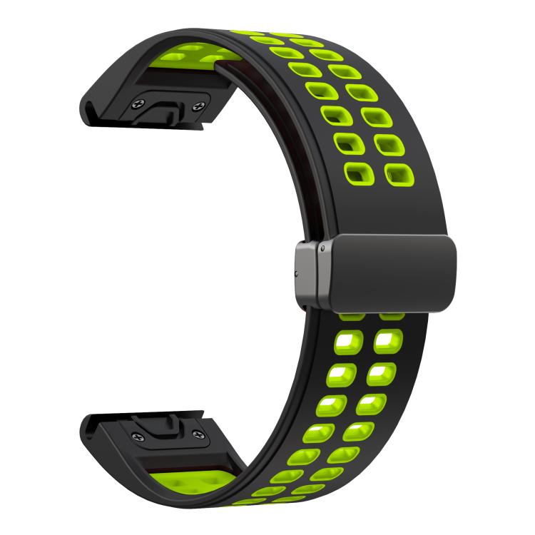For Garmin QuickFit 26mm Kalebol Two-color Magnetic Silicone Watch Band(Black Green) - free shipping - PMc TechLife - Order now!