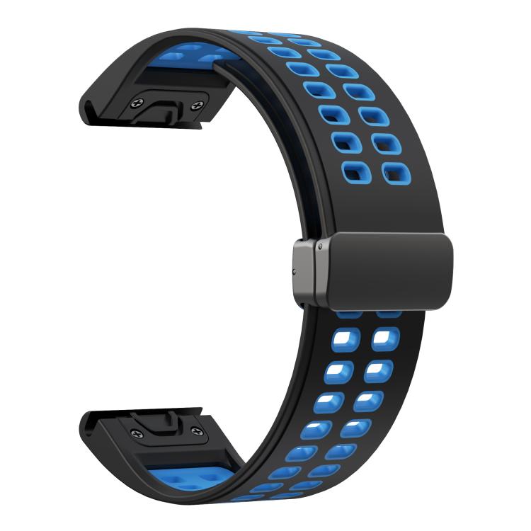 For Garmin QuickFit 26mm Kalebol Two-color Magnetic Silicone Watch Band(Black Sky Blue) - free shipping - PMc TechLife - Order now!