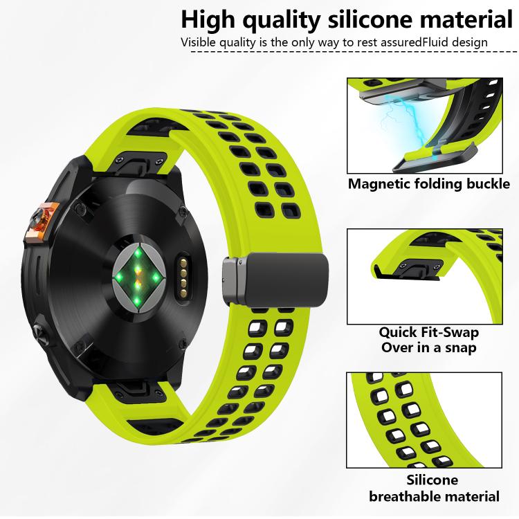 For Garmin QuickFit 26mm Kalebol Two-color Magnetic Silicone Watch Band(Black Grey) - free shipping - PMc TechLife - Order now!