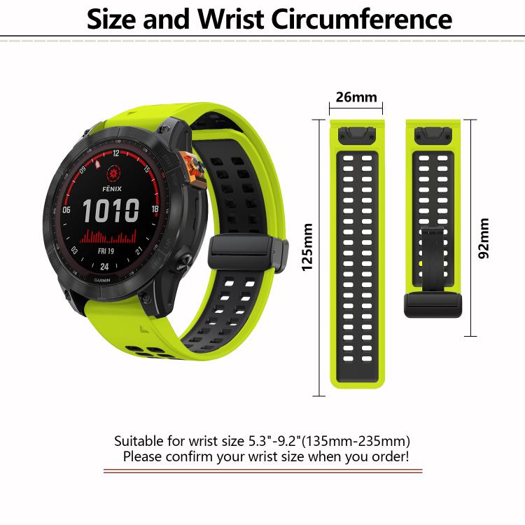 For Garmin QuickFit 26mm Kalebol Two-color Magnetic Silicone Watch Band(Black Sky Blue) - free shipping - PMc TechLife - Order now!