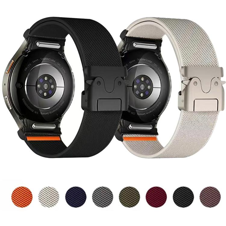 For Samsung Galaxy Watch 7 / 6 / 5 / 4 Press Button Connector Parachute Buckle Elastic Nylon Watch Band(Wine Red) - free shipping - PMc TechLife - Order now!