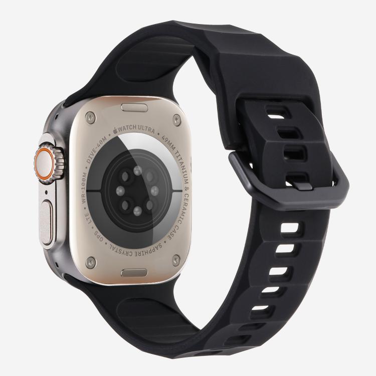 For Apple Watch 46mm / 49mm / 45mm / 44mm Kalebol Ripple Sports Silicone Strap(Black) - Watch Bands by Kalebol | Online Shopping South Africa | PMC TechLife | Buy Now Pay Later Mobicred