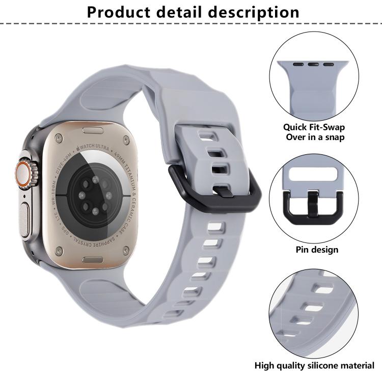 For Apple Watch 42mm / 41mm / 40mm / 38mm Kalebol Ripple Sports Silicone Strap(Space Grey) - Watch Bands by Kalebol | Online Shopping South Africa | PMC TechLife | Buy Now Pay Later Mobicred