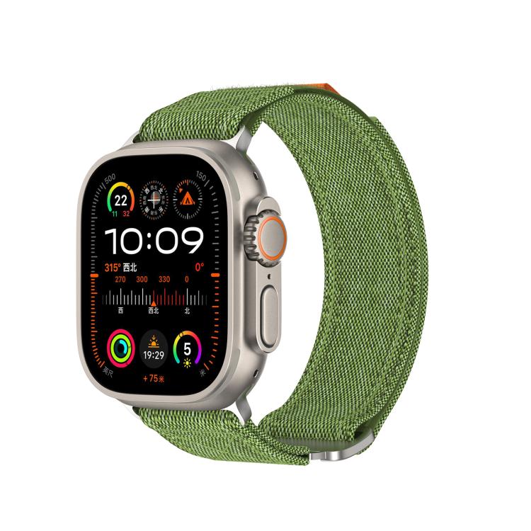 For Apple Watch 46mm / 49mm / 45mm / 44mm Kalebol Canvas Pattern Nylon Loop Strap(Army Green) - Watch Bands by Kalebol | Online Shopping South Africa | PMC TechLife | Buy Now Pay Later Mobicred