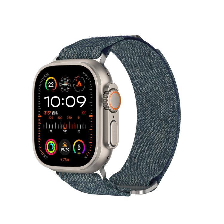 For Apple Watch 46mm / 49mm / 45mm / 44mm Kalebol Canvas Pattern Nylon Loop Strap(Blue) - Watch Bands by Kalebol | Online Shopping South Africa | PMC TechLife | Buy Now Pay Later Mobicred