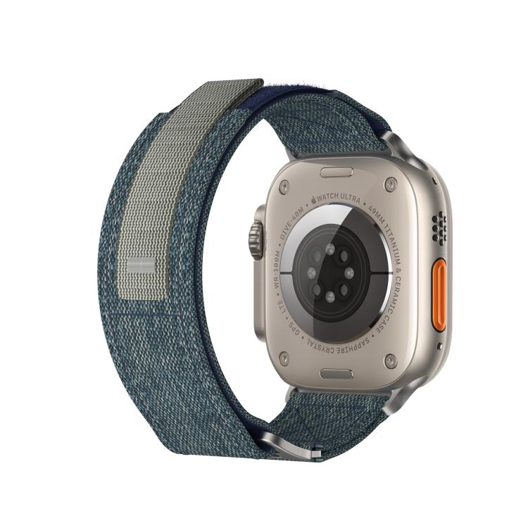 For Apple Watch 46mm / 49mm / 45mm / 44mm Kalebol Canvas Pattern Nylon Loop Strap(Blue) - Watch Bands by Kalebol | Online Shopping South Africa | PMC TechLife | Buy Now Pay Later Mobicred
