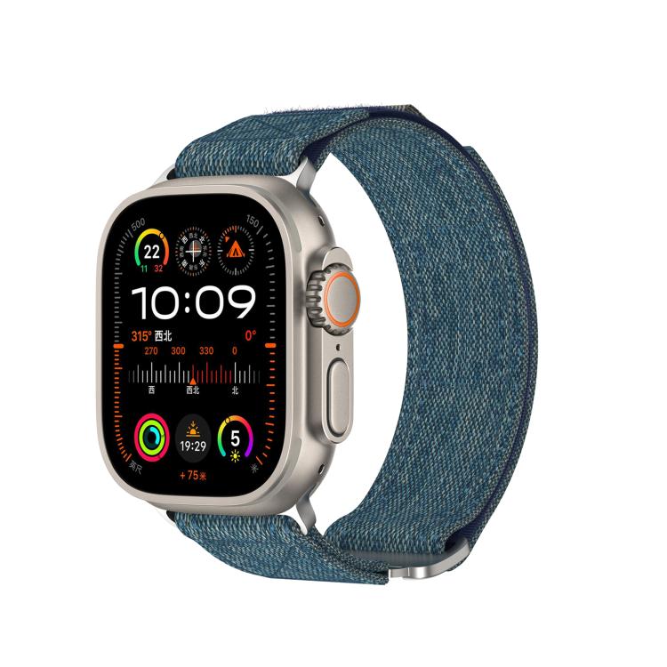 For Apple Watch 46mm / 49mm / 45mm / 44mm Kalebol Canvas Pattern Nylon Loop Strap(Light Blue) - Watch Bands by Kalebol | Online Shopping South Africa | PMC TechLife | Buy Now Pay Later Mobicred