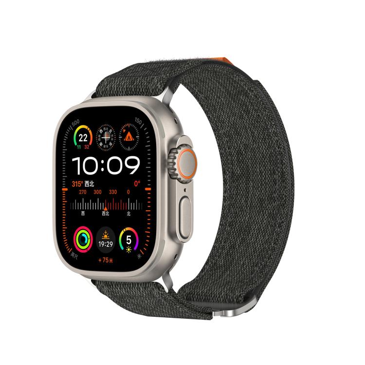 For Apple Watch 42mm / 41mm / 40mm / 38mm Kalebol Canvas Pattern Nylon Loop Strap(Black) - Watch Bands by Kalebol | Online Shopping South Africa | PMC TechLife | Buy Now Pay Later Mobicred