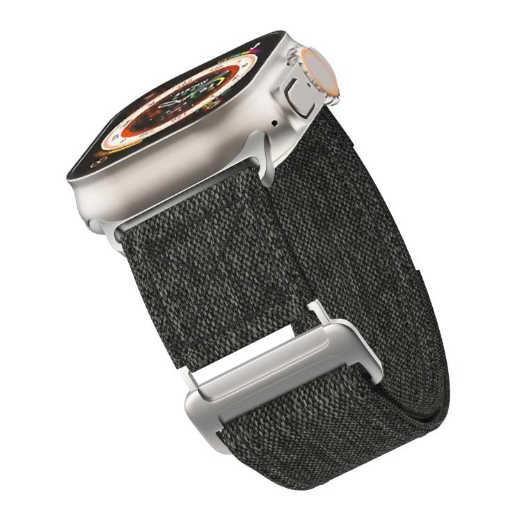 For Apple Watch 42mm / 41mm / 40mm / 38mm Kalebol Canvas Pattern Nylon Loop Strap(Black) - Watch Bands by Kalebol | Online Shopping South Africa | PMC TechLife | Buy Now Pay Later Mobicred