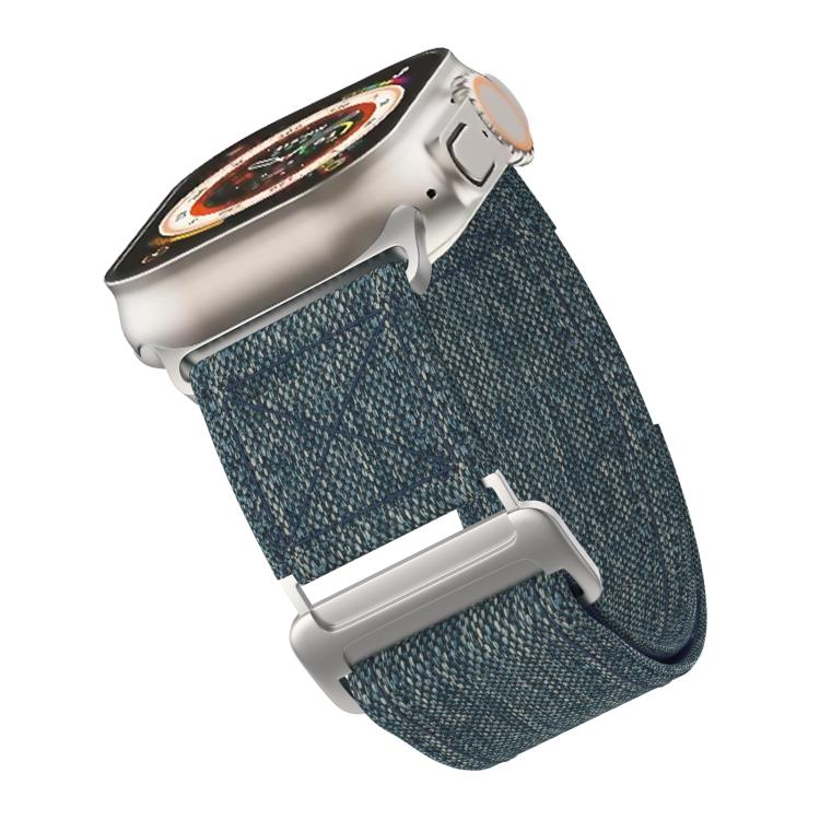 For Apple Watch 42mm / 41mm / 40mm / 38mm Kalebol Canvas Pattern Nylon Loop Strap(Blue) - Watch Bands by Kalebol | Online Shopping South Africa | PMC TechLife | Buy Now Pay Later Mobicred