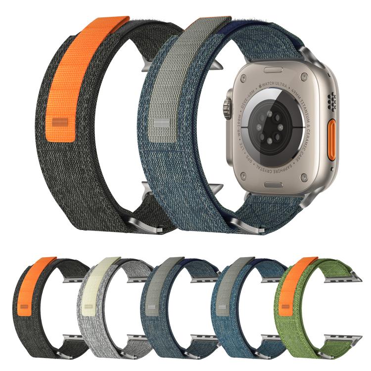 For Apple Watch 46mm / 49mm / 45mm / 44mm Kalebol Canvas Pattern Nylon Loop Strap(Army Green) - Watch Bands by Kalebol | Online Shopping South Africa | PMC TechLife | Buy Now Pay Later Mobicred