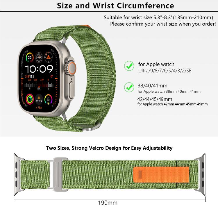 For Apple Watch 42mm / 41mm / 40mm / 38mm Kalebol Canvas Pattern Nylon Loop Strap(Army Green) - Watch Bands by Kalebol | Online Shopping South Africa | PMC TechLife | Buy Now Pay Later Mobicred