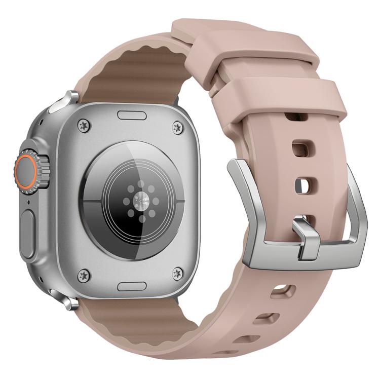 For Apple Watch 46mm / 49mm / 45mm / 44mm Kalebol Contrast Two-tone Silicone Strap(Pink Sand) - Watch Bands by Kalebol | Online Shopping South Africa | PMC TechLife | Buy Now Pay Later Mobicred