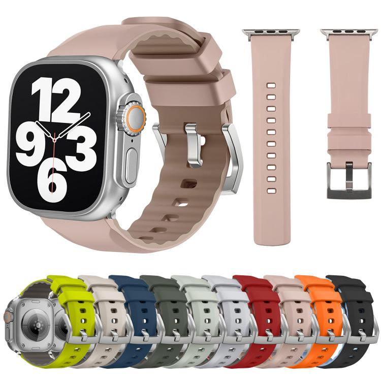 For Apple Watch 46mm / 49mm / 45mm / 44mm Kalebol Contrast Two-tone Silicone Strap(Pink Sand) - Watch Bands by Kalebol | Online Shopping South Africa | PMC TechLife | Buy Now Pay Later Mobicred
