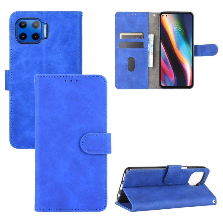 For Motorola Moto G 5G Plus Solid Color Skin Feel Magnetic Buckle Horizontal Flip Calf Texture PU Leather Case with Holder & Card Slots & Wallet(Blue) - Motorola Cases by PMC TechLife | Online Shopping South Africa | PMC TechLife | Buy Now Pay Later Mobicred