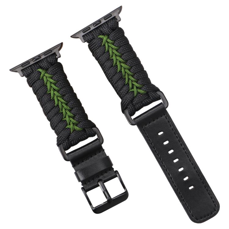 For Apple Watch 42mm / 41mm / 40mm / 38mm Double Leather Buckle Paracord Nylon Watch Band(Green) - free shipping - PMc TechLife - Order now!