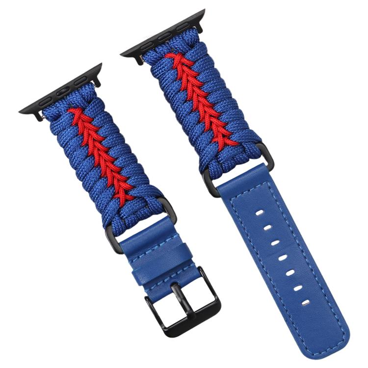For Apple Watch 42mm / 41mm / 40mm / 38mm Double Leather Buckle Paracord Nylon Watch Band(Blue) - free shipping - PMc TechLife - Order now!