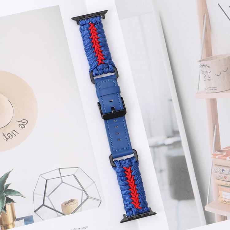 For Apple Watch 42mm / 41mm / 40mm / 38mm Double Leather Buckle Paracord Nylon Watch Band(Blue) - free shipping - PMc TechLife - Order now!