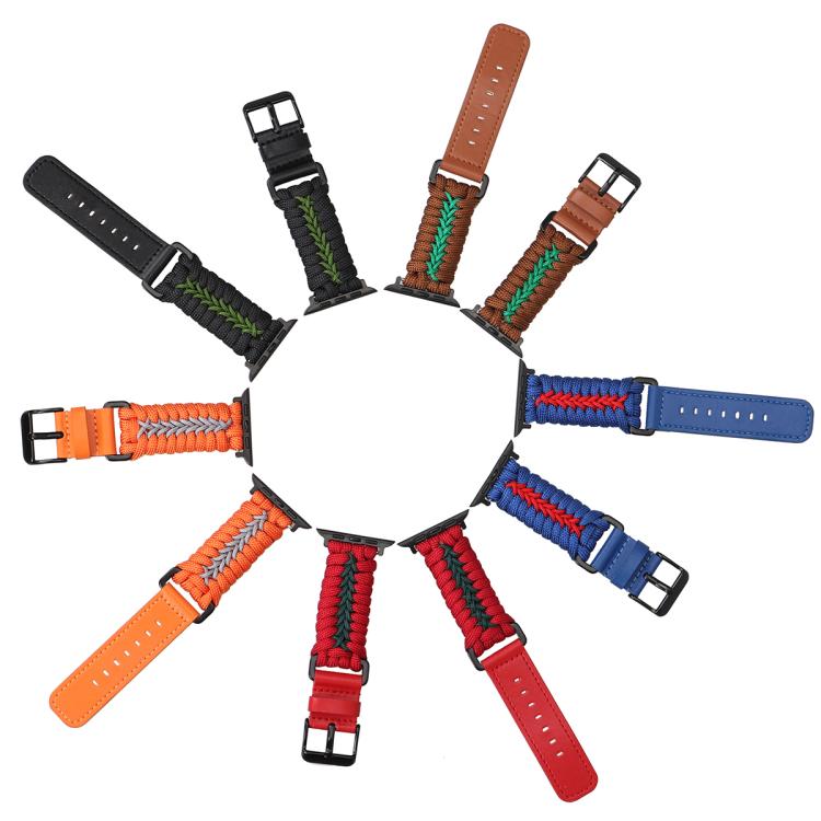 For Apple Watch 42mm / 41mm / 40mm / 38mm Double Leather Buckle Paracord Nylon Watch Band(Red) - free shipping - PMc TechLife - Order now!