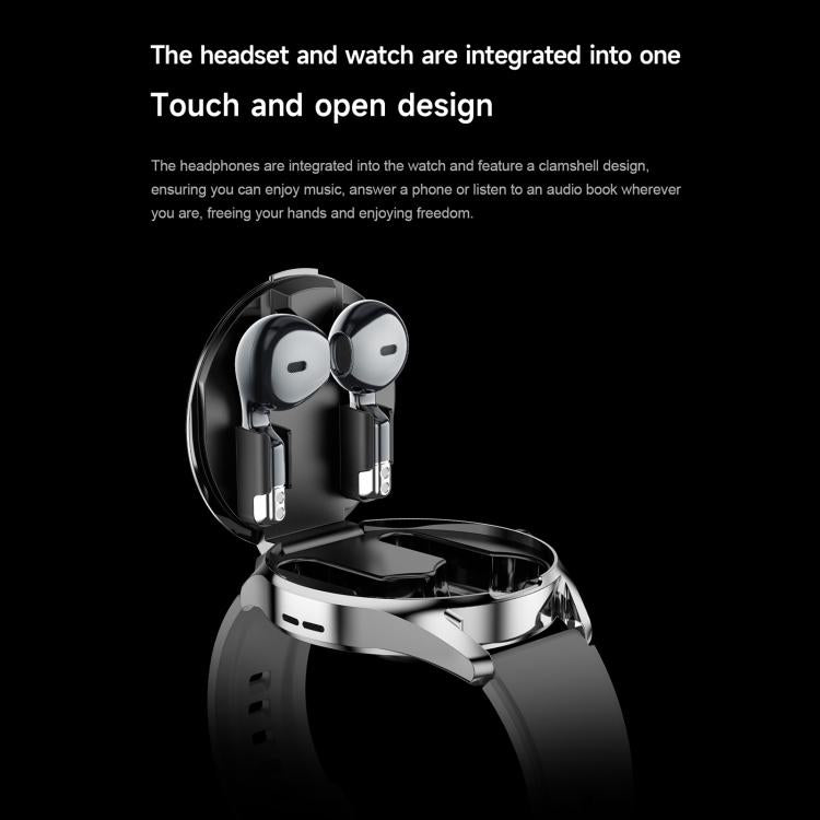 D9 1.46 inch 2 in 1 Bluetooth Earphone Smart Watch, Support Bluetooth Call / NFC / Heart Rate(Black) - free shipping - PMC TechLife - Order now!