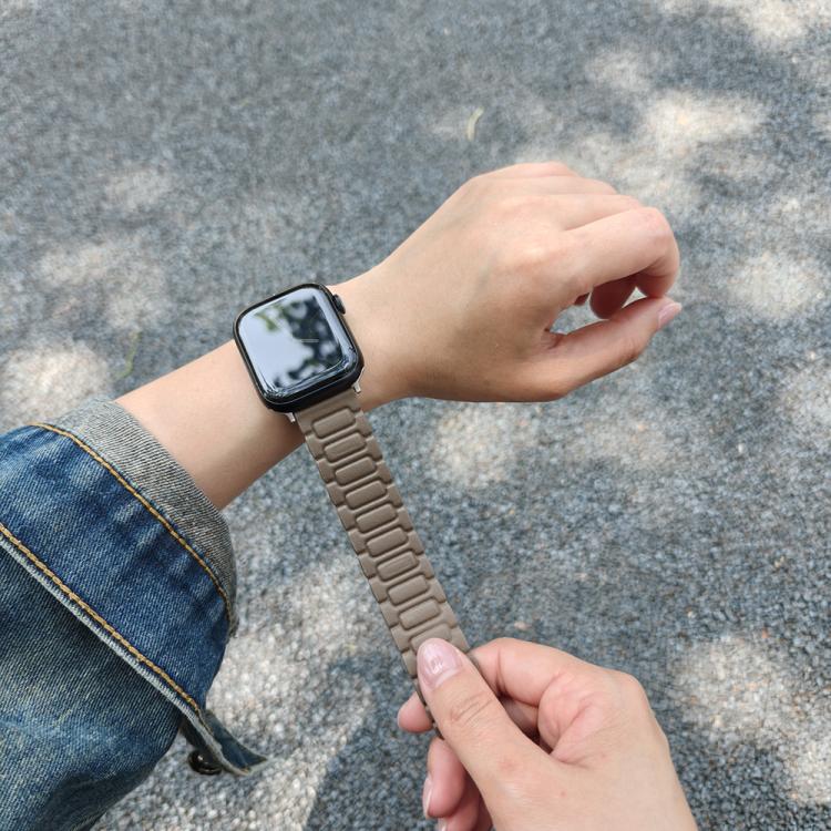 For Apple Watch 46mm / 49mm / 45mm / 44mm I-shaped Three-piece Leather Magnetic Watch Band(Taupe) - Watch Bands by PMC TechLife | Online Shopping South Africa | PMC TechLife | Buy Now Pay Later Mobicred