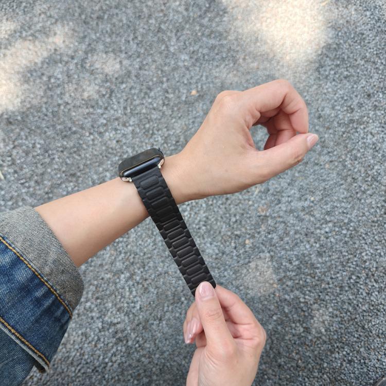 For Apple Watch 46mm / 49mm / 45mm / 44mm I-shaped Three-piece Leather Magnetic Watch Band(Black) - Watch Bands by PMC TechLife | Online Shopping South Africa | PMC TechLife | Buy Now Pay Later Mobicred