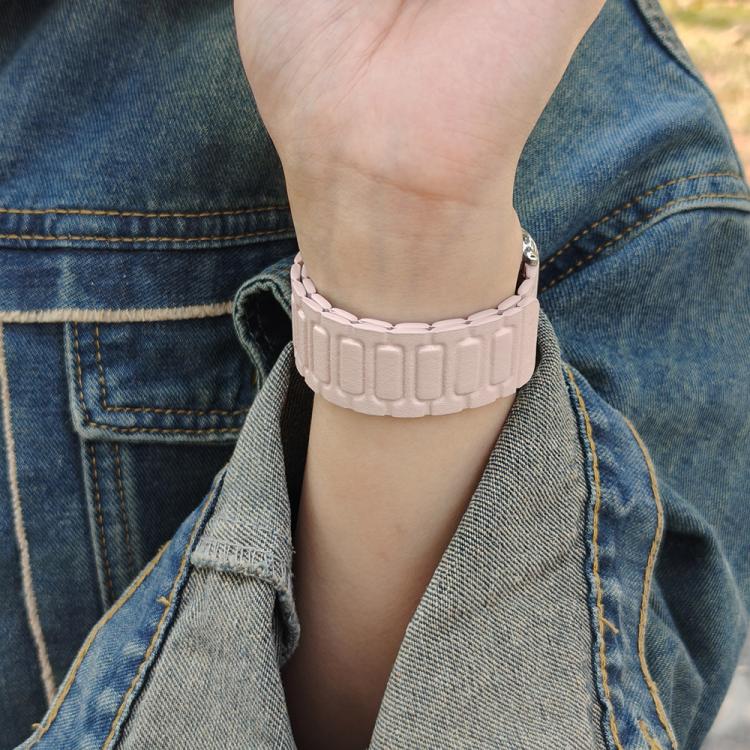 For Apple Watch 42mm / 41mm / 40mm / 38mm I-shaped Three-piece Leather Magnetic Watch Band(Light Pink) - Watch Bands by PMC TechLife | Online Shopping South Africa | PMC TechLife | Buy Now Pay Later Mobicred